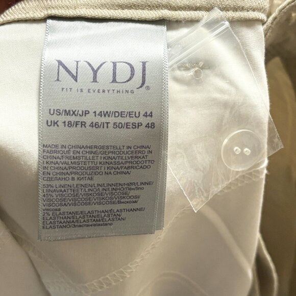 NEW NYDJ Cropped Utility Pants in Stretch Linen in Feather Tan SZ 16W - Picture 10 of 13